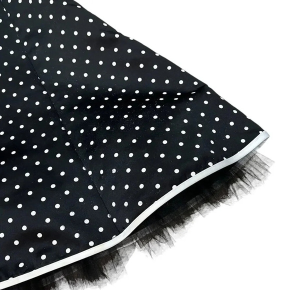 Jessica McClintock for Gunne Sax Black Polka Dot Strapless Fit & Flare Dress 7/8 - Picture 4 of 6